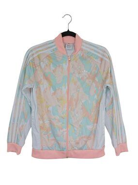Adidas Girls Kids Primegreen Pastel Print Track Jacket L 13-14Y Full-Zip